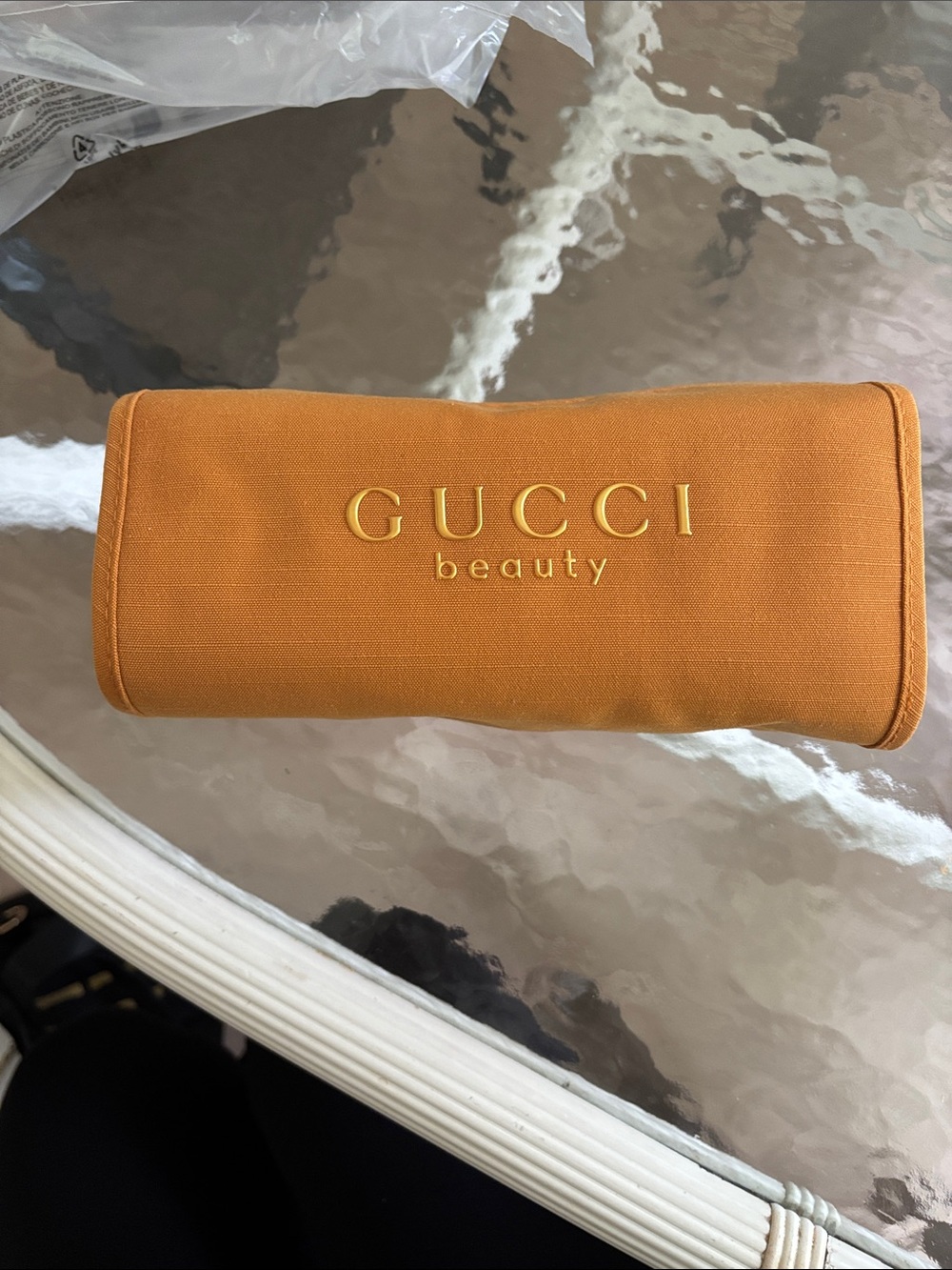 Gucci Beauty Mustard yellow jewelry /Cosmetic Pouch New